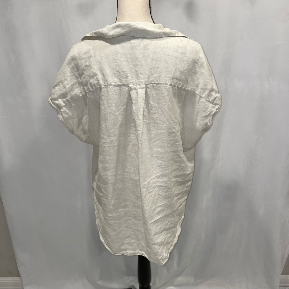 Banana Republic cream linen cap sleeve breezy button front oversized blouse - Picture 4 of 7